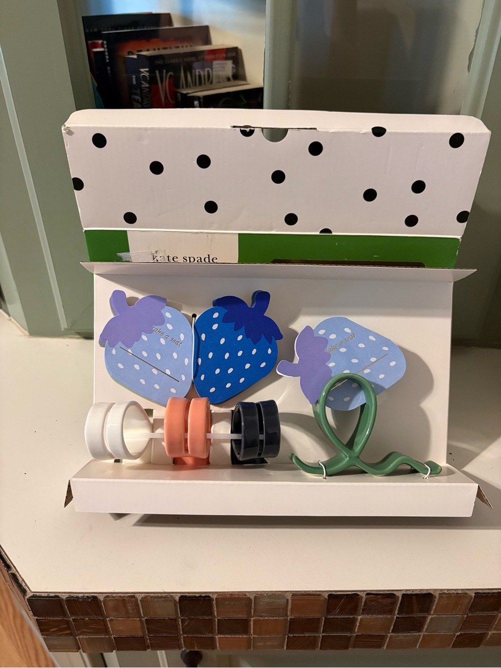 kate spade Green and White Place Card Set